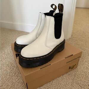 Dr. Martens Off-White Chelsea Boots with Black Sole